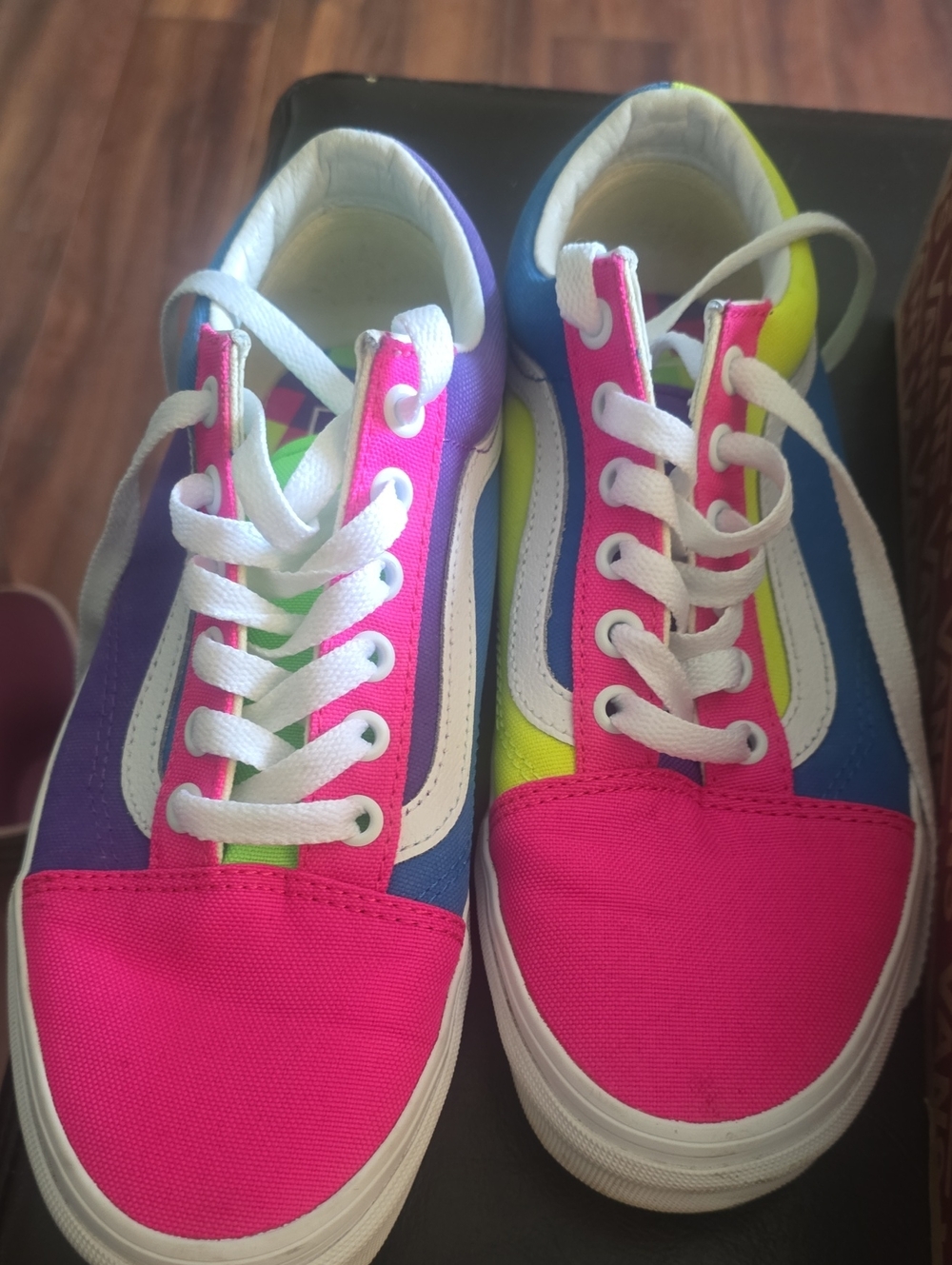 Vans Womens Multicolor Canvas Sneakers - Pink, Blue & Lime